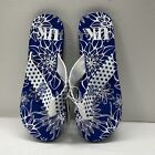 College Edition Women’s UK Blue And White Flip Flop Sandals - Size L 9/10