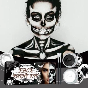 Pittura corpo Halloween Halloween teschio viso corpo pittura set bianco e nero* - Foto 1 di 19