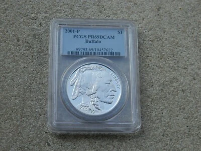 2001-P AMERICAN BUFFALO PROOF SILVER COMMEMORATIVE DOLLAR PCGS PR69DCAM - Image 1 of 4