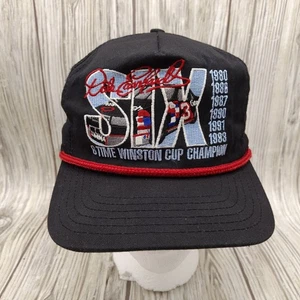 Vtg Dale Earnhardt 6X Winston Cup Champion Snapback Hat Black Rope Made in USA - Picture 1 of 9