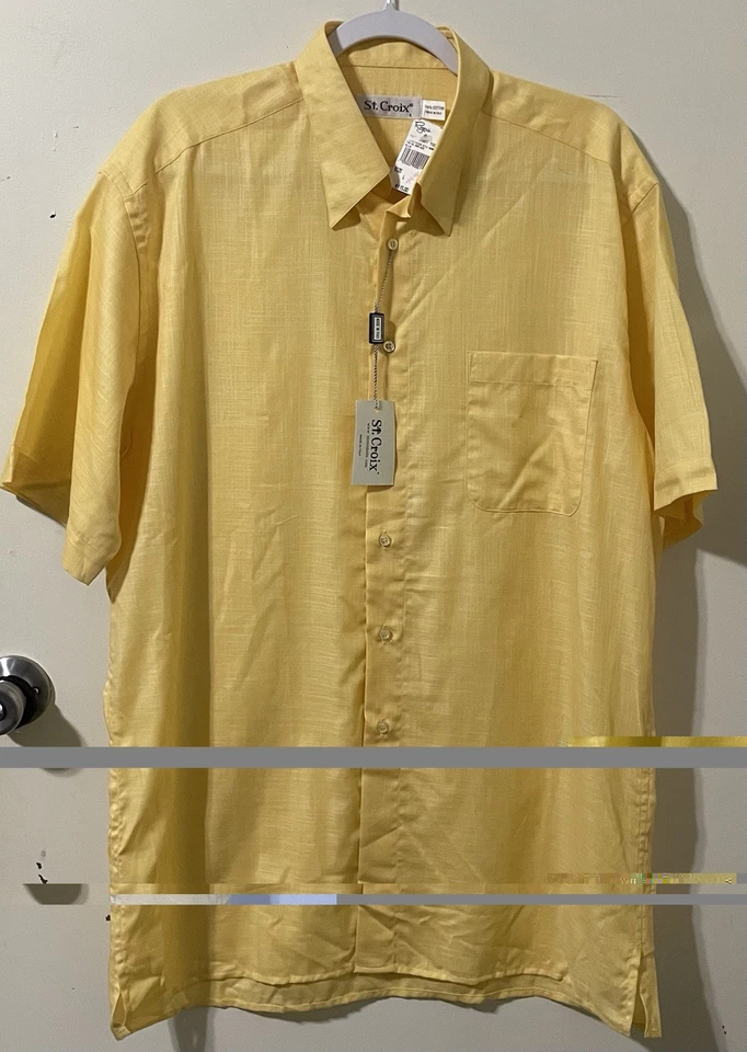 Camisa De Colección St. Croix Amarilla Abotonada Manga Corta Para Hombre Grande Nueva Con Etiquetas Italia Foto 1 de 4