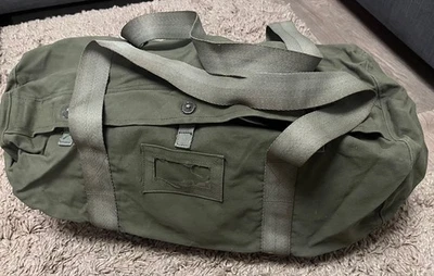Genuine Soviet Cold War Canvas Webbing Barrel Holdall Kit Bag - Image 1 of 3
