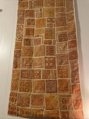 Vintage Indian Banjara Wall Tapestry Indian Boho With Mirrors 56x27 Inches - Image 1 of 4