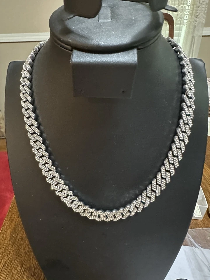 Sterling Silver Plated Simulated Diamond CZ Necklace Rhodium Plated 16” - Image 1 of 4