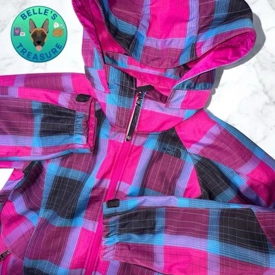 Chaqueta de invierno The North Face para mujer pequeña Morgan rosa a cuadros polar abrigo para nieve Foto 1 de 4