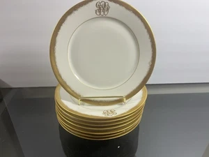 Set of 8 Ant William Lycett Haviland Limoges Designer Gilted 7" Desserts France - Picture 1 of 5