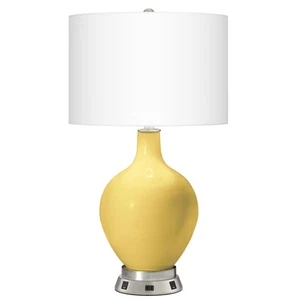 Color Plus Ovo 28 1/2" Daffodil Yellow Lamp with USB Workstation Base - Picture 1 of 6