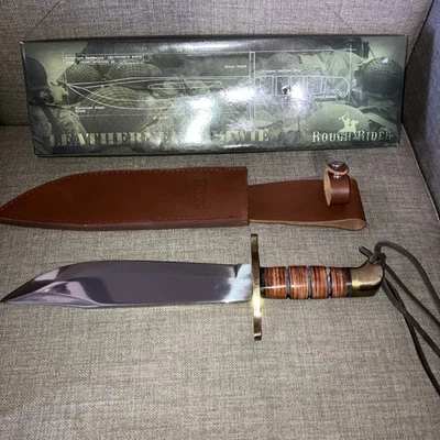 Cuchillo de hoja fija de acero inoxidable Rough Rider Leatherneck Bowie RR749 9 3/8 Foto 1 de 4
