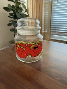 Vintage 1970s Hildi Anthropomorphic Happy Tomatoes Canister Jar W/ Lid - Picture 1 of 2