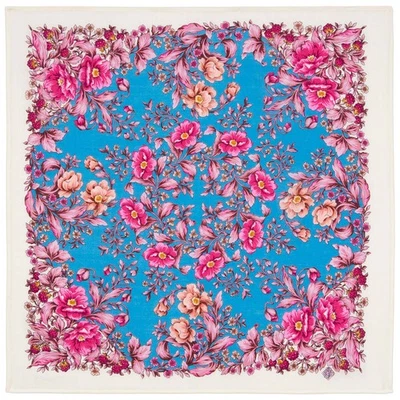 Volga Lullaby Pavlovo Posad Shawl 2058-0 28x28" Волжская колыбель Платок - Image 1 of 2