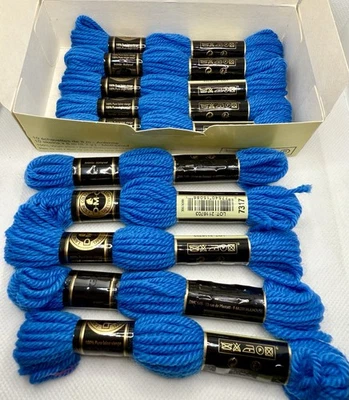 DMC Laine Colbert Yarn Blue Tapestry Wool Needlepoint Pullskein Lot Of 10 In Box - Image 1 of 4