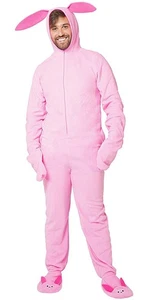 A Christmas Story Herren Ralphie Deranged Rosa Häschenanzug Kapuze Pyjama - Bild 1 von 4