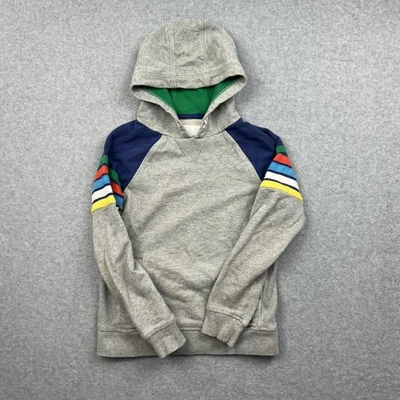 Boden Hoodie Youth 7-8Y Gray Multicolor Stripe Sleeve Pullover Pocket Outdoor - Image 1 of 4
