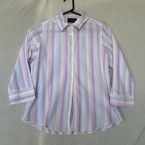 Y2K Pastel Striped Button shirt Crossroads – 3/4 Sleeve – Size S (AU/UK) - Picture 1 of 5
