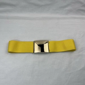 Vintage 1970-80s Woman’s Yellow Stretch Gold Buckle Belt Retro Granny Core 25” - Picture 1 of 11