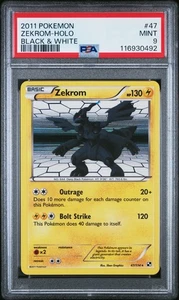 POKEMON PSA 9 COMO NUEVO Zekrom 47/114 Holo Raro Blanco y Negro *0492 - Imagen 1 de 2