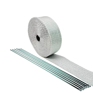 ROLLO DE ENVOLTURA DE TUBO DE CABEZAL DE CALOR DE ESCAPE Y BRIDAS DE ACERO INOXIDABLE 1/16"X 2" X 25 PIES BLANCO - Imagen 1 de 1