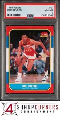 1986 FLEER #91 DOC RIVERS RC HAWKS PSA 8 - Image 1 of 2