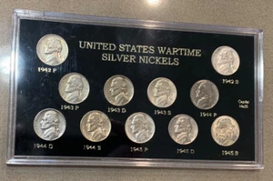 1942-1945 PDS Jefferson War Nickels 11 Silver  Coins Capital Holder U Grade AU13 - Picture 1 of 9
