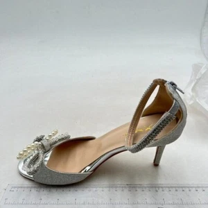XYD Women Open Toe High Heel Sandals Sexy Pearl Bowknot Ankle Strap Zipper Pumps - Picture 1 of 7
