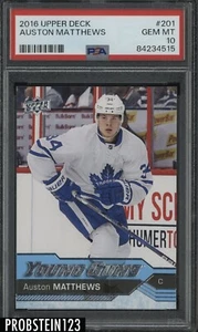 2016-17 Upper Deck Young Guns #201 Auston Matthews Maple Leafs RC Rookie PSA 10 - Picture 1 of 3
