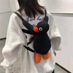 Dibujos Animados Divertidos Lindos Acurrucarse Pingüino Mochila Moda Personalidad Peluche Muñeca Bolso - Imagen 1 de 12