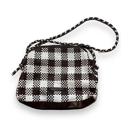 Bolso Bandolera Loeffler Randall Mallory Marrón Blanco Tejido a Cuadros FALTA CREMALLERA Foto 1 de 4
