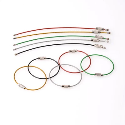 10X Wire Keychain Cable Key Ring Color Stainless Steel Rope Outdoor Hiking Lock - image 1 of 4