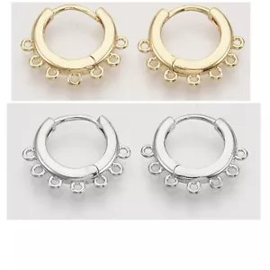Brass Huggie Hoop Earring Findings with Loop 18.5mm long 16mm wide, 2.5mm thick - Picture 1 of 9