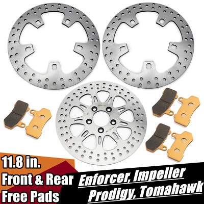 11.8" Front Rear Brake Rotors & Pads for Harley Touring Street Glide Road Glide - Image 1 of 4