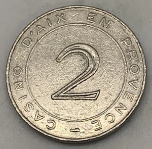 Casino D'Aix en Provence 2 fichas token de ranura Francia Europa Grupo Partouche - Imagen 1 de 2
