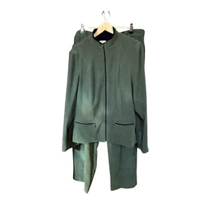 JM Collection Women's Suede-Like Green Pant Suit. Sz 16 - Picture 1 of 11