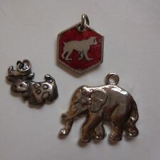 3 Pendants Animals Elephant Cow Cat Dog Jewel Accessory Vintage N4137