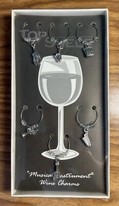 6er SET - MUSIKINSTRUMENT WEIN CHARMS VON TOP SHELF (DILLARDS EXKLUSIV) NEU IM KARTON - Bild 1 von 5