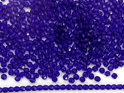 600 Preciosa Czech Glass Fire Polished Round Beads 4mm Cobalt Blue, navy blue - Image 1 of 4