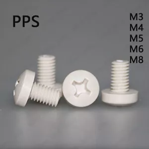 PPS Polyphenylensulfid Kunststoff Kreuzschlitz Kreuzpfanne Kopfschrauben M3 M4 M5 M6 M8 - Bild 1 von 4