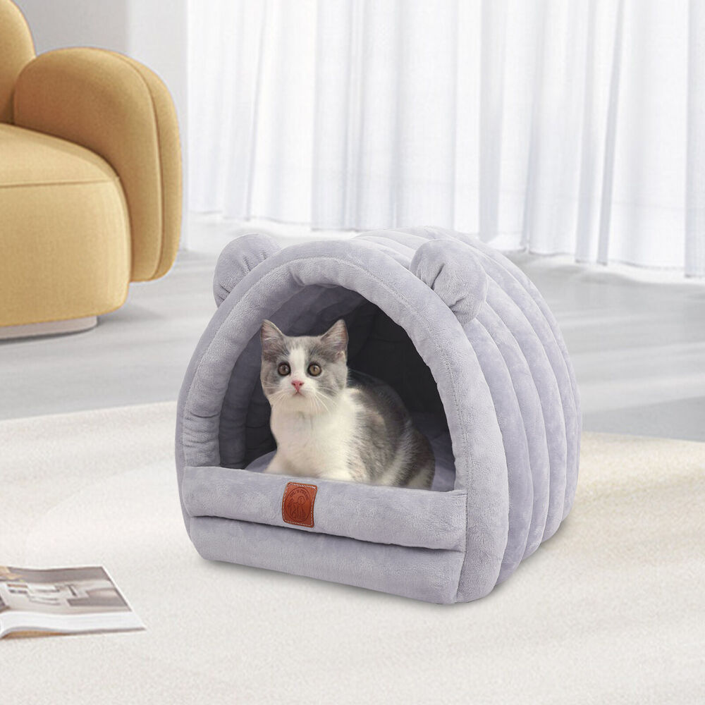 Cozy Pet Cat Cave Bed Warm Puppy Tent Nest Hooded Cover Bed for Cats Small Dogs