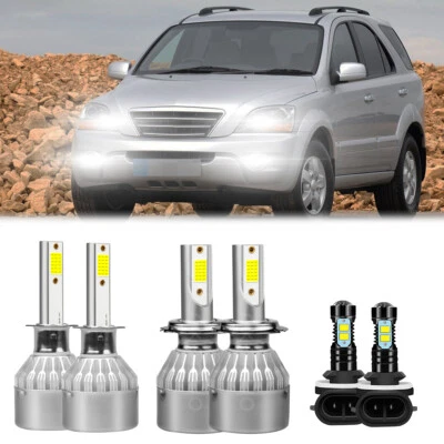 For Kia Sorento 2003-2006 6000K LED Headlight High Low Beam Fog Light Bulbs 6pcs - Image 1 of 4