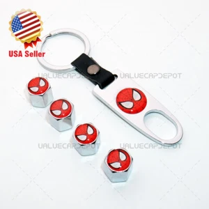 Universal Car Wheel Tire Valve Dust Stems Air Caps Keychain Cute Spider-Man Logo - Picture 1 of 5