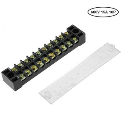 5 pcs Dual Row 10 Positions Screw Terminal Electric Barrier Strip Block 600V 15A - Image 1 of 4
