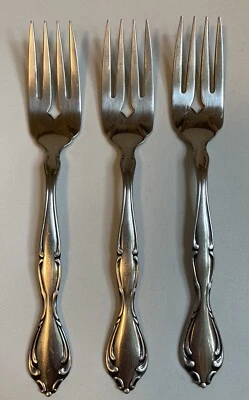 Set of 3 Oneida SATIN CANTATA Salad Dessert Forks  Stainless Flatware Silverware - Image 1 of 4
