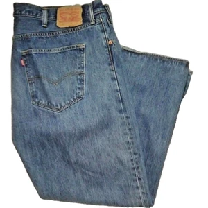 Levi 501 Original Fit Mens 44x30 Actual 44x28 Blue Denim Button Fly Jeans - Picture 1 of 11