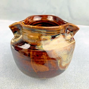 Pieza de arte marrón de cerámica de estudio de arte corazón boca? Firmado PY 4.5" Alto 5" Ancho - Imagen 1 de 9