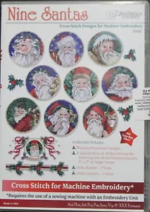 "Nine Santas" Cross Stitch Machine Embroidery Designs on CD - Picture 1 of 2