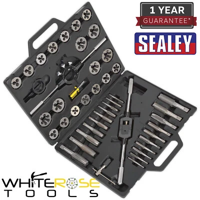 Conjunto de matriz de torneira Sealey 45 peças matrizes divididas imperial grossa fina chave de mandíbula deslizante - Imagem 1 de 3