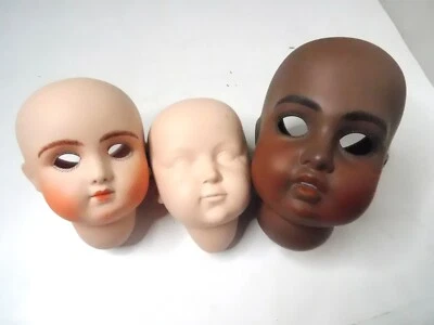 3 cabezas de muñeca Vernon Seeley bisque cerámica sin terminar Foto 1 de 4