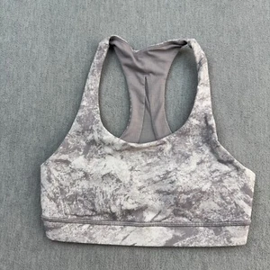 Lululemon Sports Bra Womens 4 Gray Marble Invigorate Stretch Unpadded Yoga Gym - Picture 1 of 9