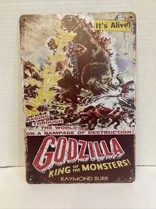 Metal Sign - Godzilla (1957) japan Vintage look movie poster raymond burr New - Picture 1 of 1