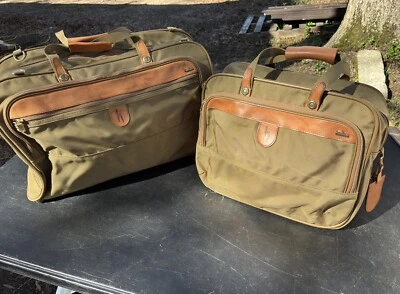 Hartmann (lot Of 2) Carry On Canvas LEATHER LUGGAGE BAGS Shoulder Strap - Image 1 of 4