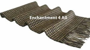 100% 2-PLY PURE CASHMERE 70"x11" MEN NECK PLAID SCARF MUFFLER, CHOCOLATE/CAMEL - Picture 1 of 4